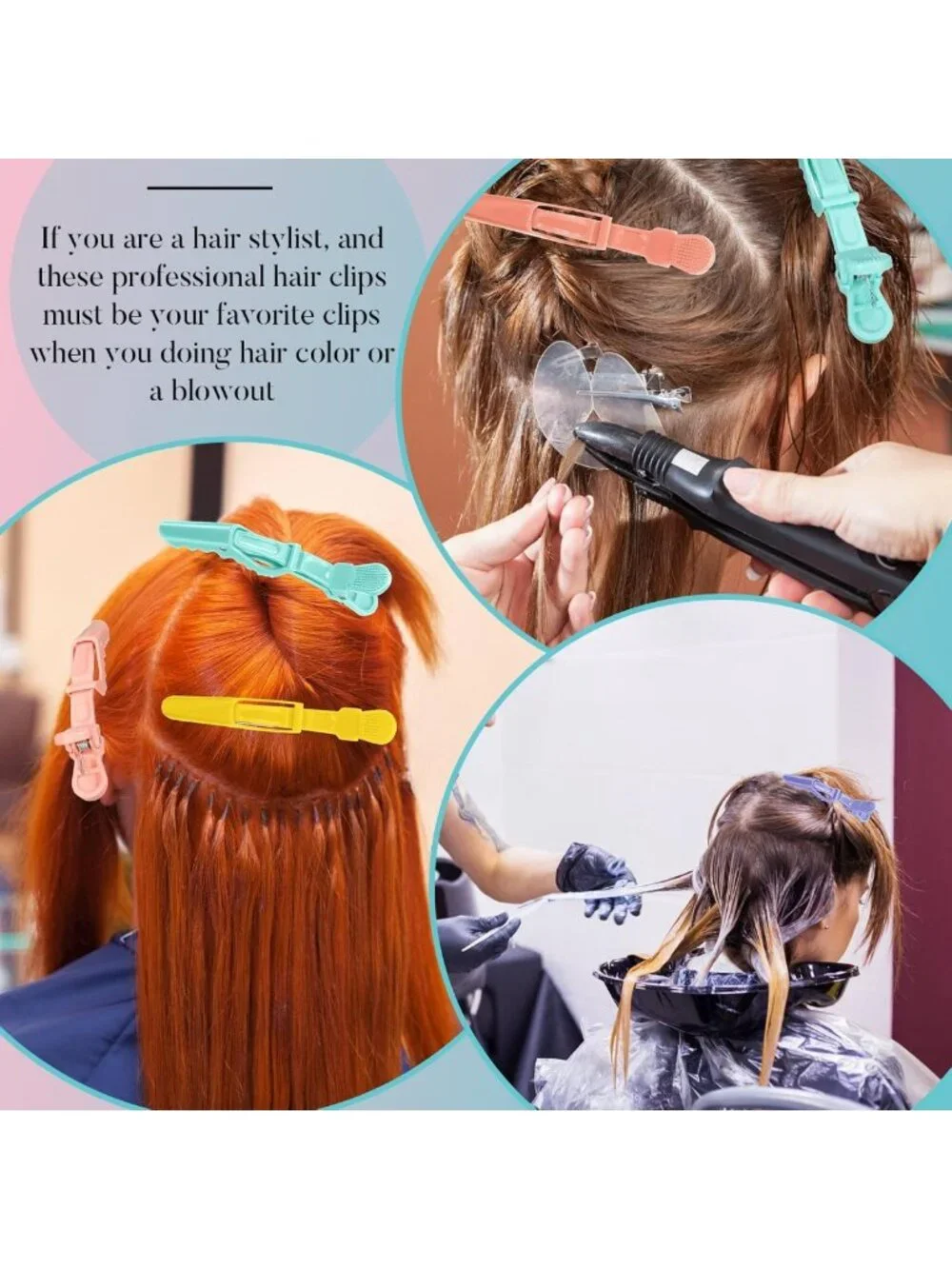100 Pcs Colorful Non-Slip Alligator Hair Clips for Salon Styling & Braiding